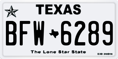 TX license plate BFW6289