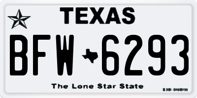 TX license plate BFW6293