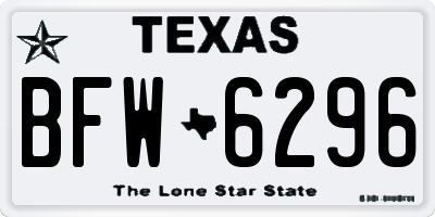 TX license plate BFW6296