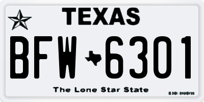 TX license plate BFW6301