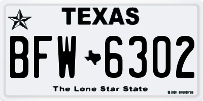 TX license plate BFW6302