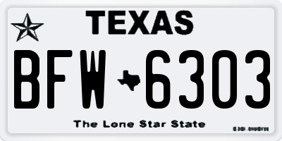 TX license plate BFW6303
