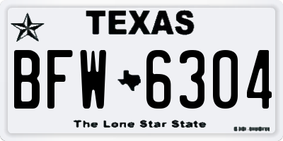 TX license plate BFW6304