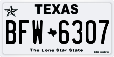 TX license plate BFW6307