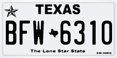 TX license plate BFW6310