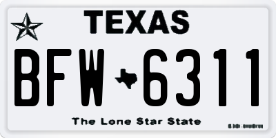 TX license plate BFW6311