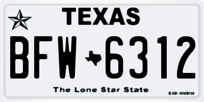 TX license plate BFW6312