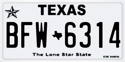 TX license plate BFW6314