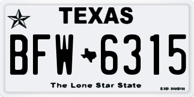TX license plate BFW6315