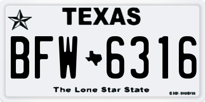 TX license plate BFW6316