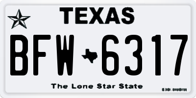 TX license plate BFW6317