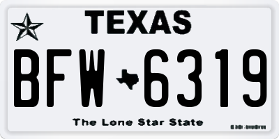 TX license plate BFW6319