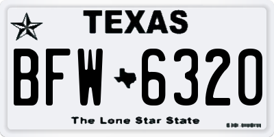 TX license plate BFW6320
