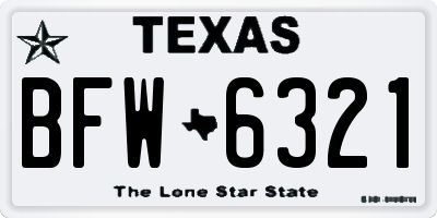 TX license plate BFW6321