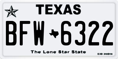 TX license plate BFW6322