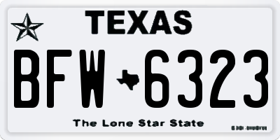 TX license plate BFW6323