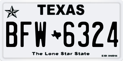 TX license plate BFW6324