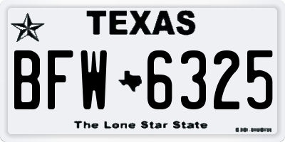 TX license plate BFW6325