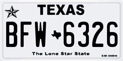 TX license plate BFW6326