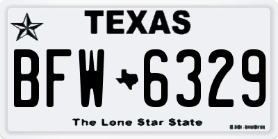 TX license plate BFW6329