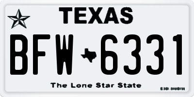 TX license plate BFW6331