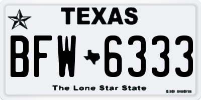 TX license plate BFW6333