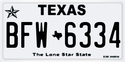 TX license plate BFW6334