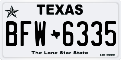 TX license plate BFW6335