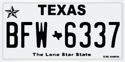 TX license plate BFW6337