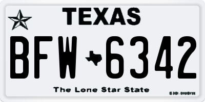 TX license plate BFW6342