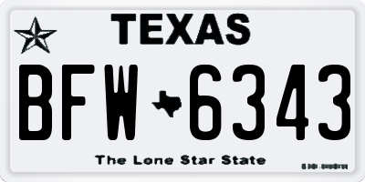TX license plate BFW6343