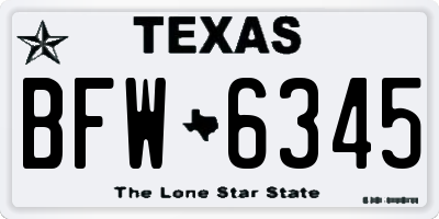 TX license plate BFW6345