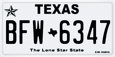 TX license plate BFW6347