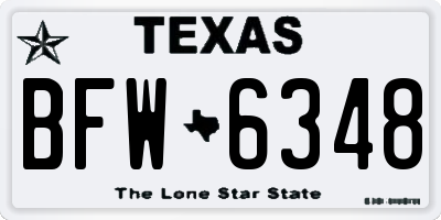 TX license plate BFW6348
