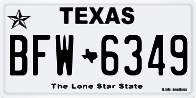 TX license plate BFW6349