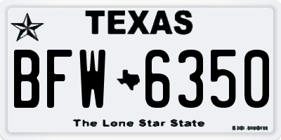 TX license plate BFW6350