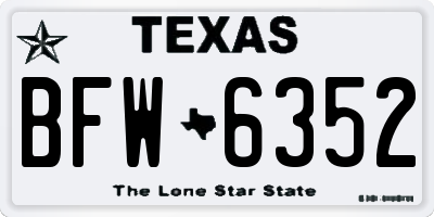 TX license plate BFW6352