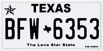 TX license plate BFW6353