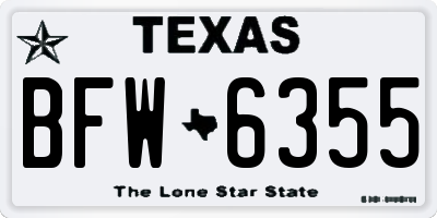TX license plate BFW6355