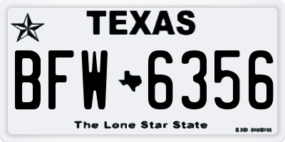 TX license plate BFW6356