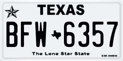 TX license plate BFW6357