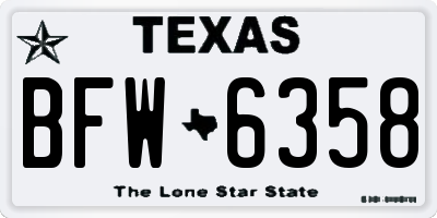 TX license plate BFW6358