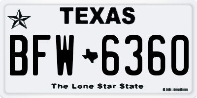 TX license plate BFW6360
