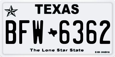 TX license plate BFW6362