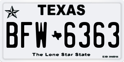 TX license plate BFW6363