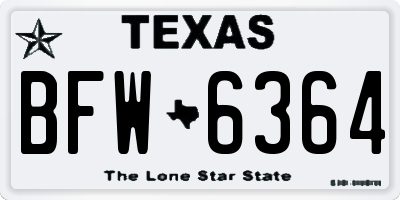 TX license plate BFW6364