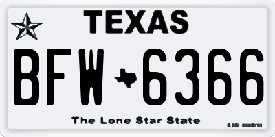 TX license plate BFW6366