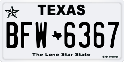 TX license plate BFW6367