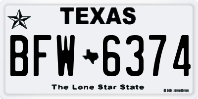 TX license plate BFW6374