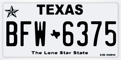 TX license plate BFW6375